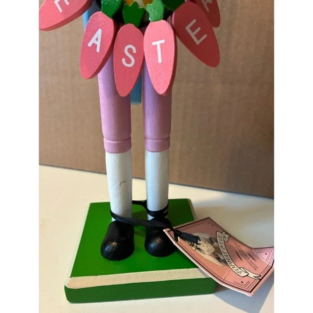 Tophat‎ & Tail Easter Bunny Wooden Nutcracker with Top Hat & Bow tie NWT